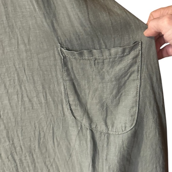 Katrina Linen Shift Dress Pouch Pockets Olive Green Made in Italy Size M - Picture 6 of 8